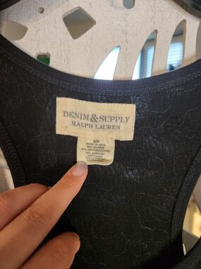 Denim & Supply Ralph Lauren Black Ribbed Cotton-Blend Tank